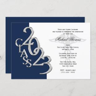Class of 2023 Grad Silver and Blue Medical Invitation