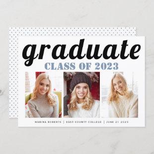 Class of 2023 graduate dusty blue typography photo invitation