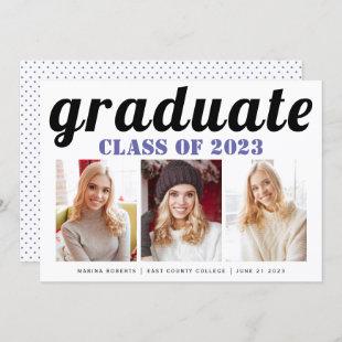 Class of 2023 graduate periwinkle typography photo invitation