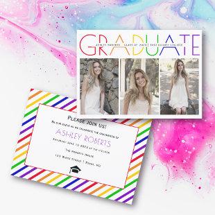 Class of 2023 Graduate rainbow photo collage Invitation
