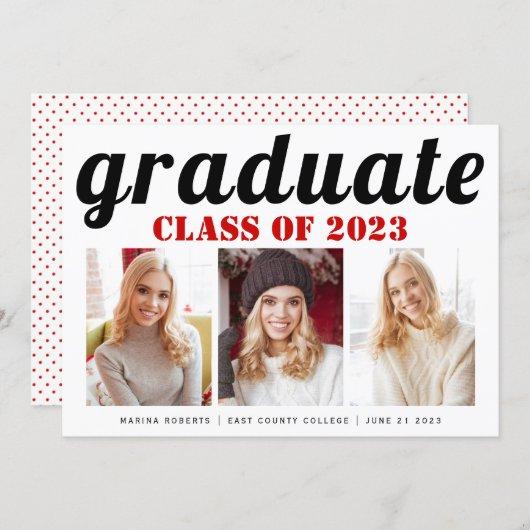 Class of 2023 graduate red typography photo invitation