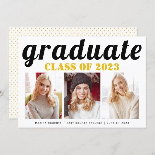 Class of 2023 graduate yellow typography photo invitation