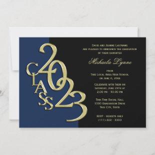 Class of 2023 Graduation Blue and Gold Invitation