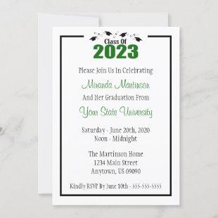 Class Of 2023 Graduation Invitation (Green Caps)