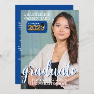 Class of 2023 Modern Blue Graduate Photo Announcement