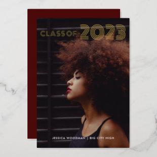 Class of 2023 Modern Typography Red Graduation Foil Invitation