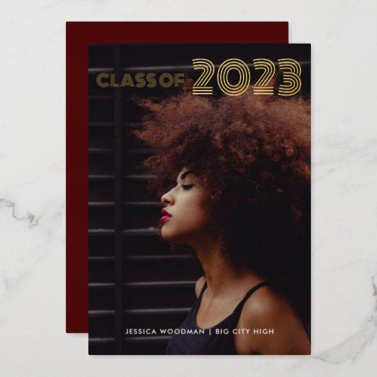 Class of 2023 Modern Typography Red Graduation Foil Invitation