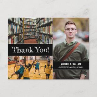 Class of 2023 Photo collage Male Grad Thank You Announcement Postcard