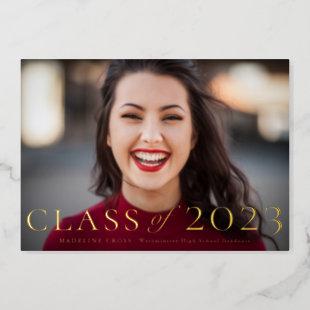 Class of 2023 Photo Graduation Gold Foil Invitation