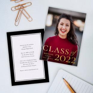 Class of 2023 Photo Graduation Gold  Foil Invitation