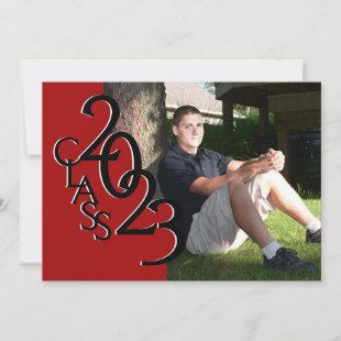 Class of 2023 Photo Graduation Red and Black Invitation