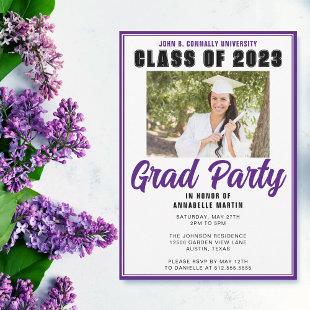 Class of 2023 Photo Modern Purple Graduation Party Invitation