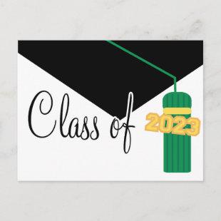 Class Of 2023 Postcard Invite (Green Cap / Tassel)
