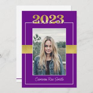Class of 2023 Purple & Gold Graduation Party Invitation