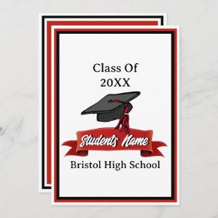 Class of 2023 Red and Black Graduation Party Invitation