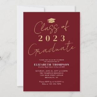 Class of 2023 Red Gold Graduate Graduation Party Invitation