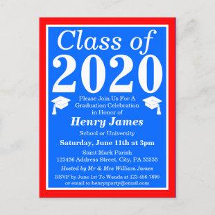 Class of 2023 Red White Blue Graduation Invitation Postcard