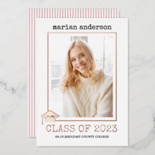 Class of 2023 rose gold foil graduation photo foil foil invitation