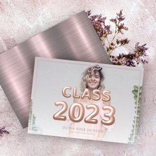 Class of 2023 Trendy Rose Gold Photo Graduation Announcement