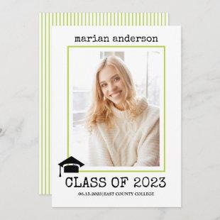 Class of 2023 typewrite green graduation photo invitation