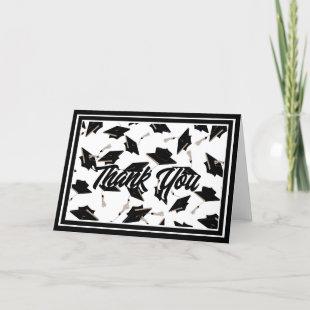 Class of 2024 Black and White Graduation Party Thank You Card