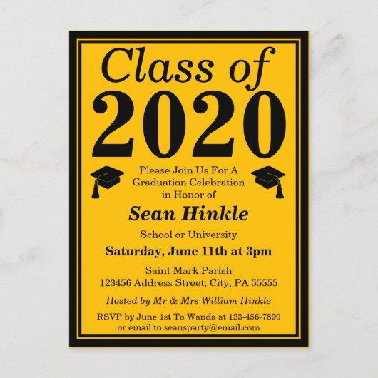Class of 2024 Black Gold Graduation Invitation Postcard