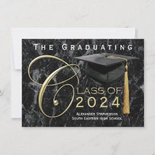 Class of 2024 Black Marble Graduation Announcement