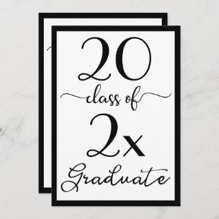 Class Of 2024 Black White Script Graduation Party Invitation