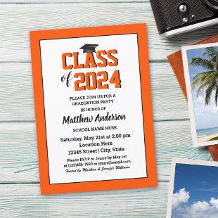 Class of 2024 Elegant Deep Orange Graduation Invitation