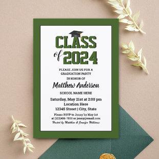 Class of 2024 Elegant Forest Green Graduation Invitation