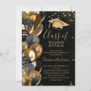 Class of 2024 Elegant Gold Glitter graduation Invitation