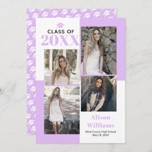Class of 2024 four photos lavender graduation announcement