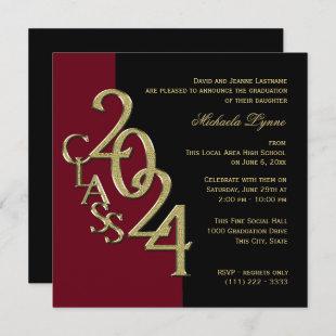 Class of 2024 Grad Burgundy and Gold Invitation