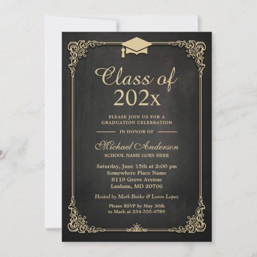 Class of 2024 Grad Cap Elegant Classy Graduation Invitation