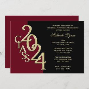 Class of 2024 Grad Gold with Color Option  Invitation