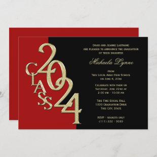 Class of 2024 Grad Gold with Color Option Invitation