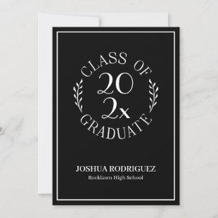 Class of 2024 Graduate Modern Black White Emblem Announcement