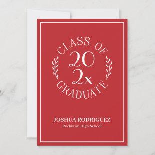 Class of 2024 Graduate Modern Red White Emblem Announcement