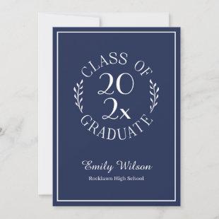 Class of 2024 Graduate Name Chic Navy White Emblem Announcement