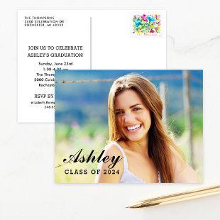 Class of 2024 Graduate Photo Graduation Party Invitation Postcard