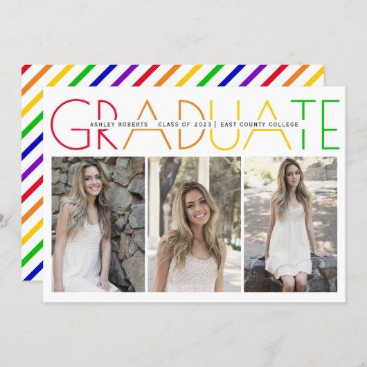 Class of 2024 Graduate rainbow photo collage Invitation