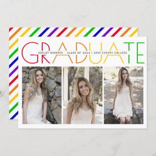Class of 2024 Graduate rainbow photo collage Invitation