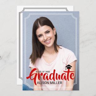 Class of 2024 graduate red typography photo invitation