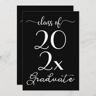 Class Of 2024 Graduation Chic Black & White Script Invitation