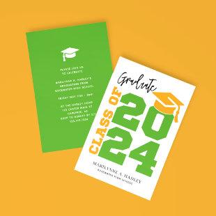 Class of 2024 Green and Gold Graduation Invitation
