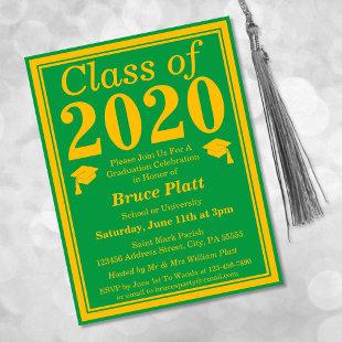 Class of 2024 Green Gold Graduation Invitation Postcard