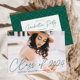 Class of 2024 Green Script Graduation Party Invitation