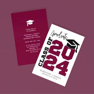 Class of 2024 Maroon and Black Graduation Invitation
