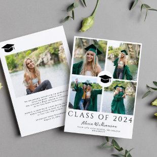 Class of 2024 modern 5 photo collage graduation announcement