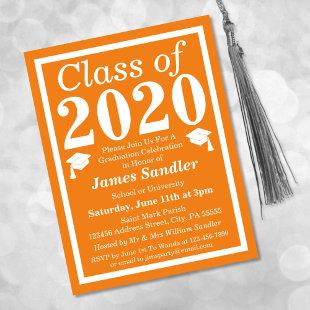 Class of 2024 Orange White Graduation Invitation Postcard